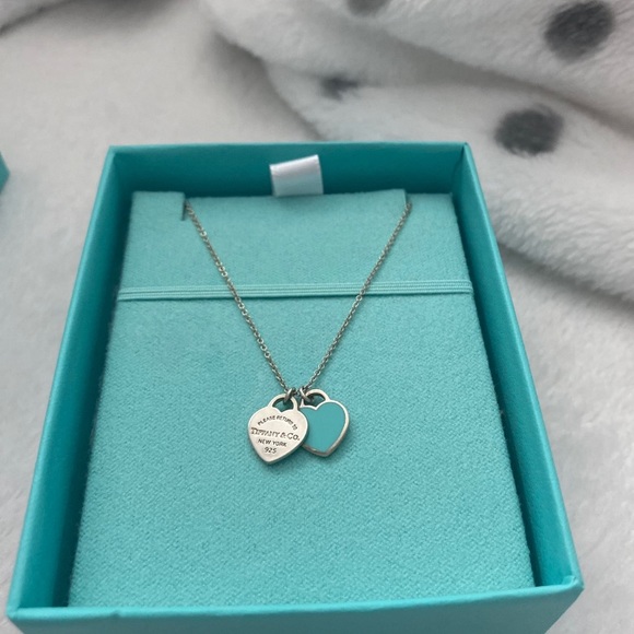 Pink Double Heart Tag Pendant
in Silver, Mini - Picture 2 of 2